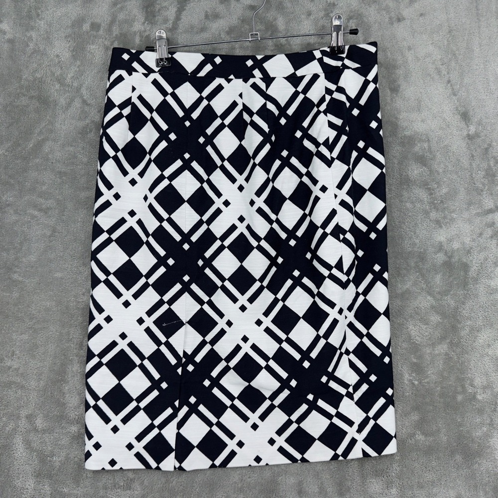 Talbots Skirt Womens 10 Pencil Straight Geometric Office Career Front Zip Black